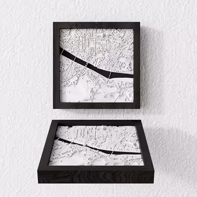 3D relief map of Florența, Italia - Frame 23x23 cm frame