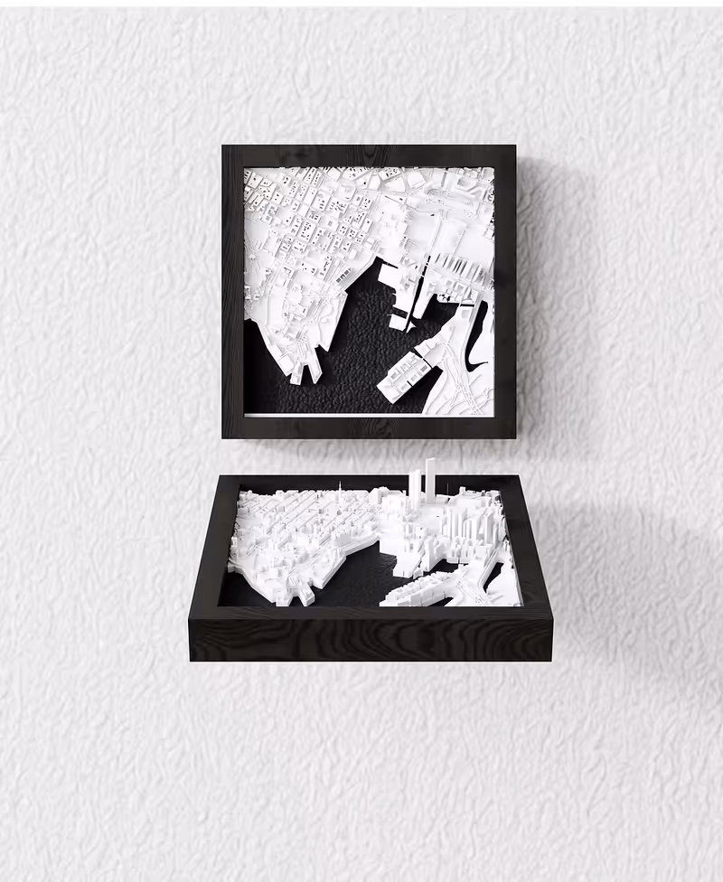 3D relief map of Oslo, Norvegia - Frame 50x50 cm