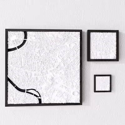 3D relief map of Roma, Italia - Frame 12x12 cm frame