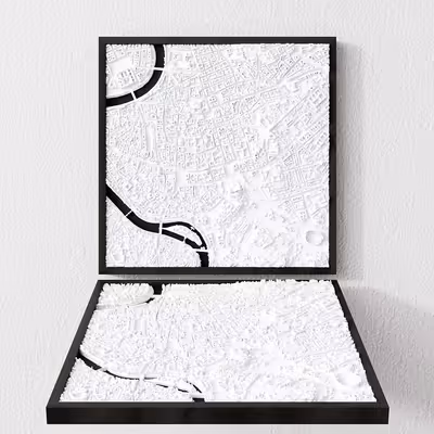 3D relief map of Roma, Italia - Frame 23x23 cm frame