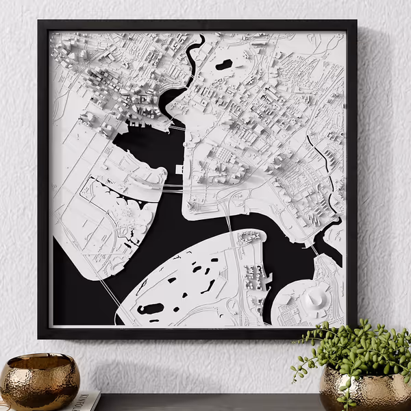 Hartă relief 3D Singapore, Singapore